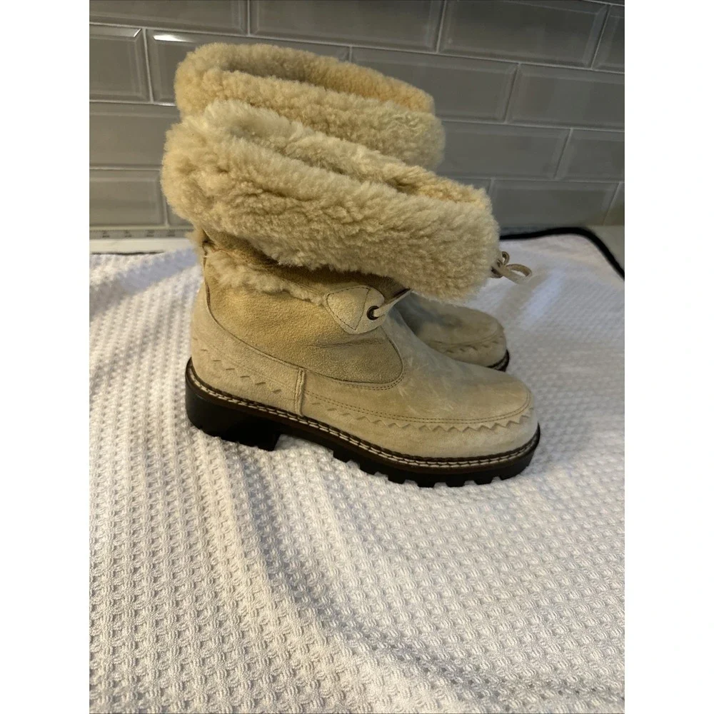 Blondo Canada VTG Genuine Shearling Waterproof Winter Boots Tan  Women's SZ 8B